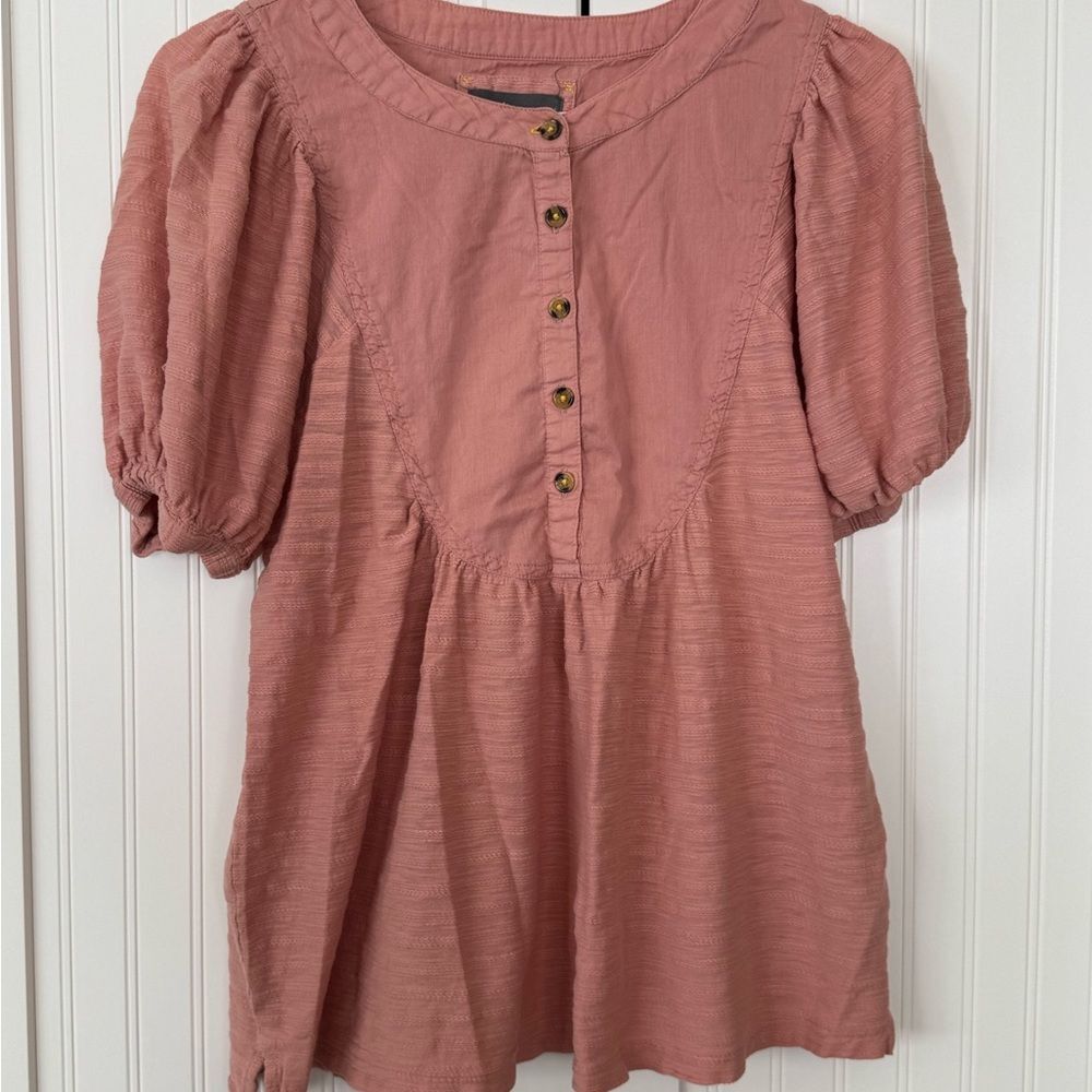 Anthropologie Coral Peasant Top - Size Small